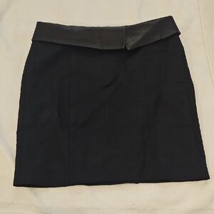Alexander Wang Black Fold-Over Waist Lamb Leather Mini Skirt